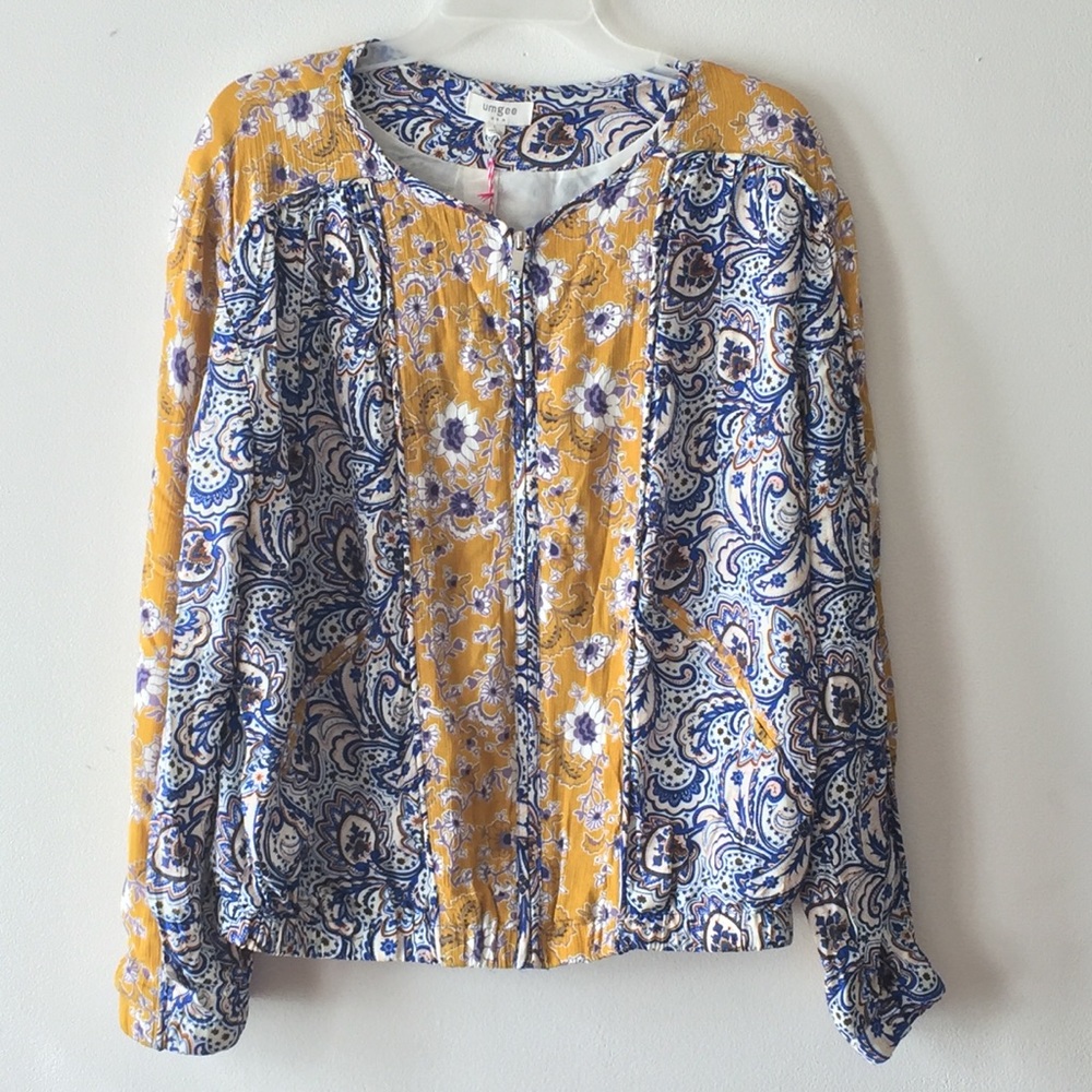 Umgee Floral Print Zipper Bomber Jacket